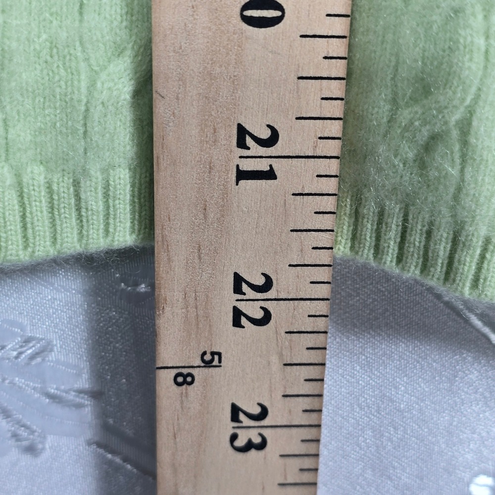 Kirkland Signature Womens Sweater XL Lime‎ Green 100% Cashmere Cable Knit V-Neck - Picture 5 of 8
